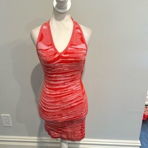 INTERDEE Red & Pink Halter Mini Dress
